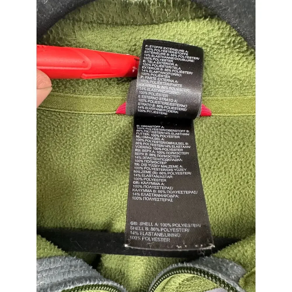 The North Face Men's Fleece Pullover FlashDry Olive Green Sweater Gray Pocket XL